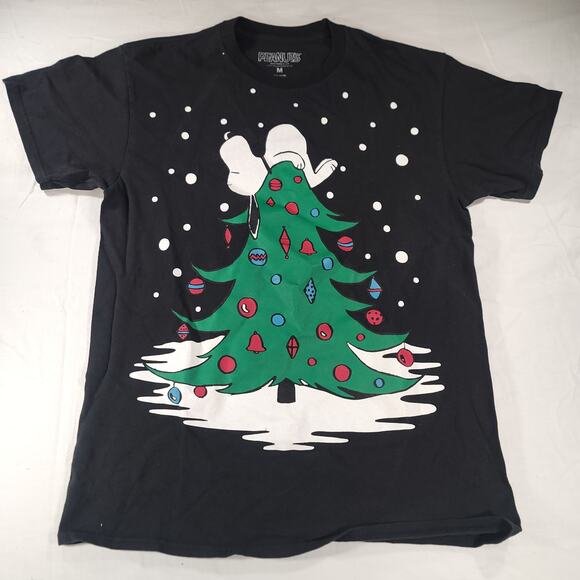 Peanuts Casual Graphic Short Sleeve Crew Neck Shirt Mens Size Medium M Black - Picture 2 of 9